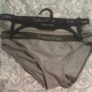 Calvin Klein Black and Gray Bikini Panties Trio